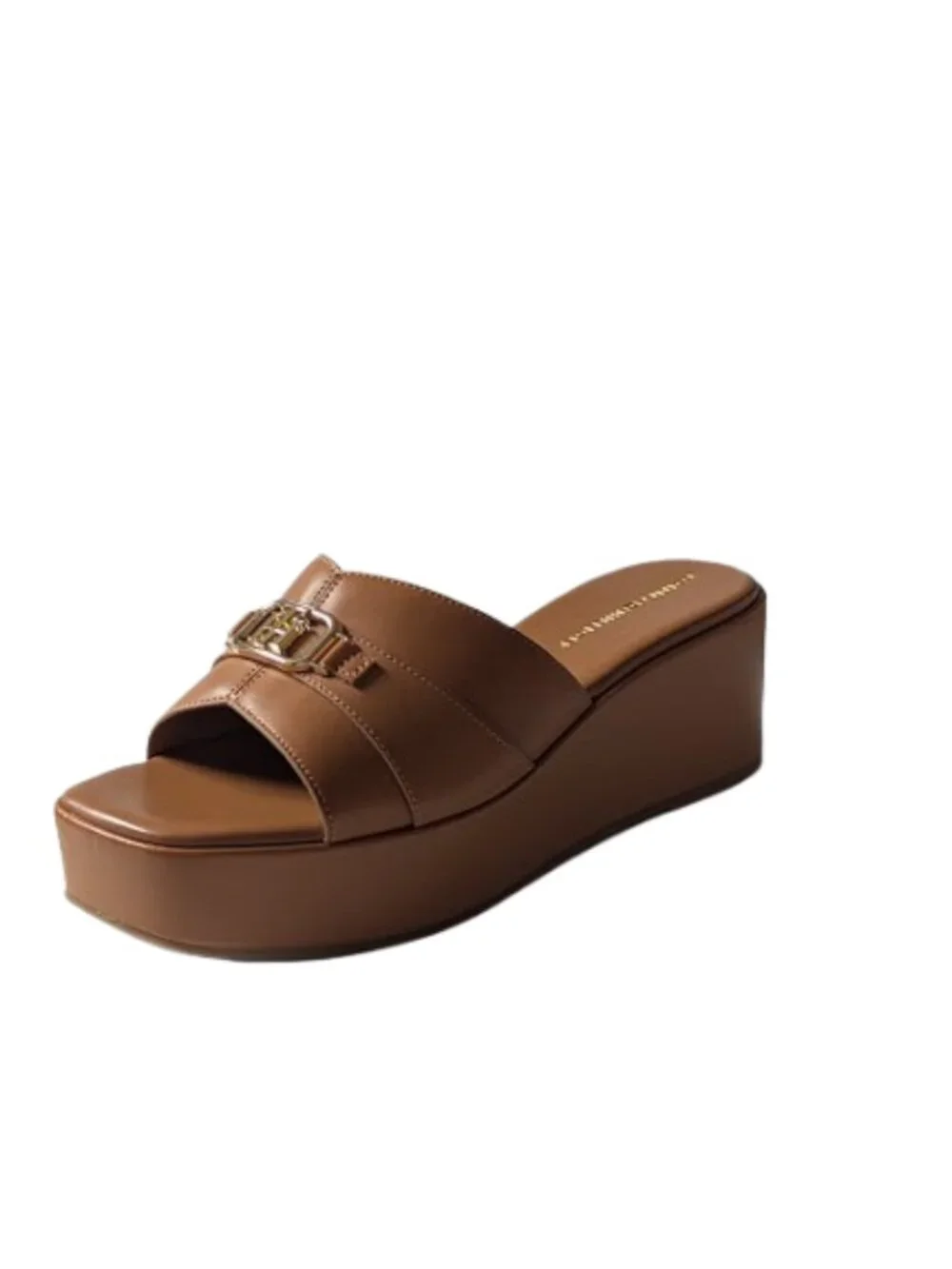 Tommy Hilfiger Platform Slide Comfort  Wedge Heel Warm Tan Sandals Size 8.5 NOWB